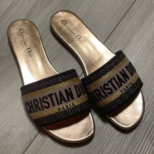 Christian Dior Dway Sandals w/ Gold Tones